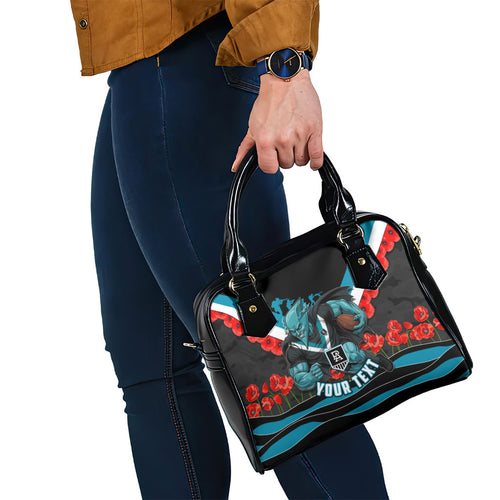 Personalised Port Adelaide Power ANZAC Shoulder Handbag Military Remembrance Australian Football Mascot Camouflage