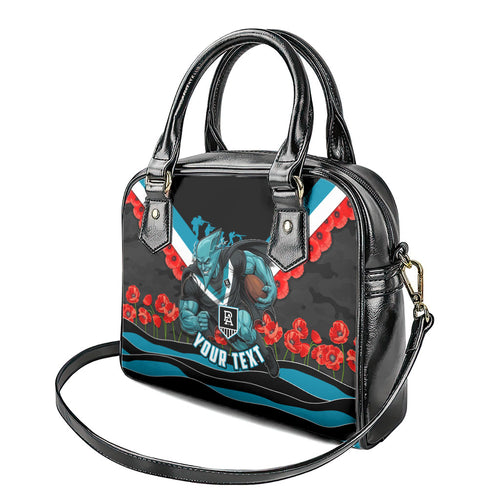 Personalised Port Adelaide Power ANZAC Shoulder Handbag Military Remembrance Australian Football Mascot Camouflage