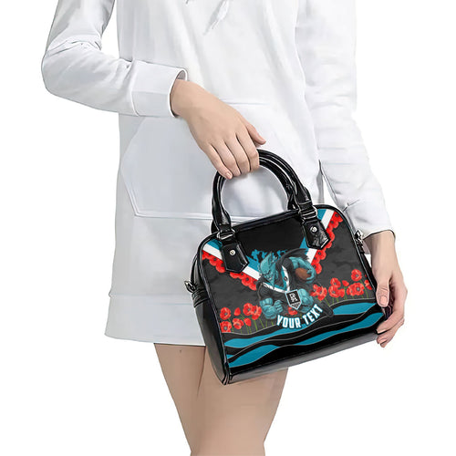 Personalised Port Adelaide Power ANZAC Shoulder Handbag Military Remembrance Australian Football Mascot Camouflage