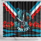 Personalised Port Adelaide Power ANZAC Shower Curtain Military Remembrance Australian Football Mascot Camouflage