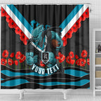 Personalised Port Adelaide Power ANZAC Shower Curtain Military Remembrance Australian Football Mascot Camouflage