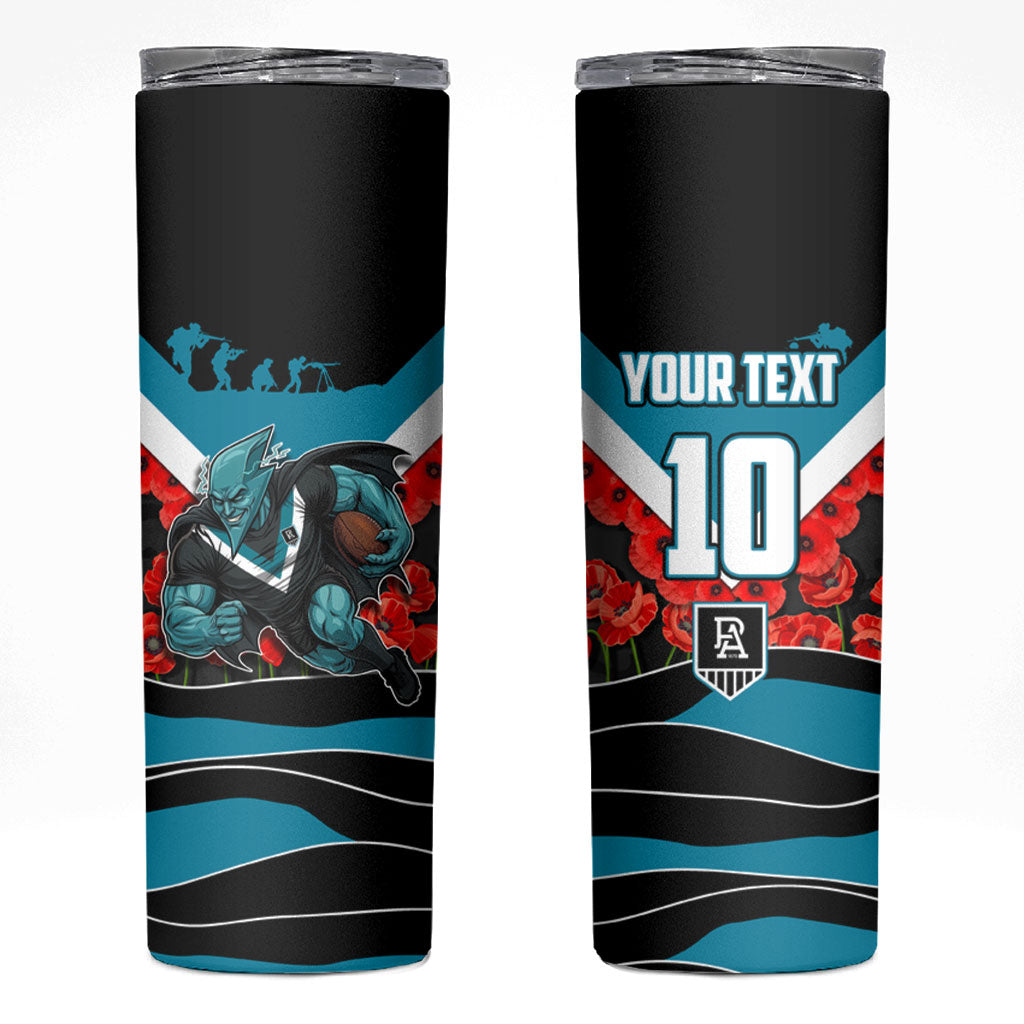 Personalised Port Adelaide Power ANZAC Skinny Tumbler Military Remembrance Australian Football Mascot Camouflage