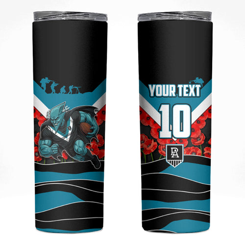 Personalised Port Adelaide Power ANZAC Skinny Tumbler Military Remembrance Australian Football Mascot Camouflage