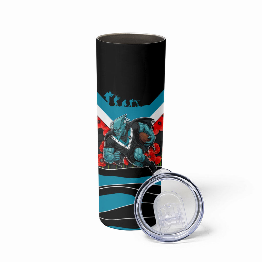 Personalised Port Adelaide Power ANZAC Skinny Tumbler Military Remembrance Australian Football Mascot Camouflage