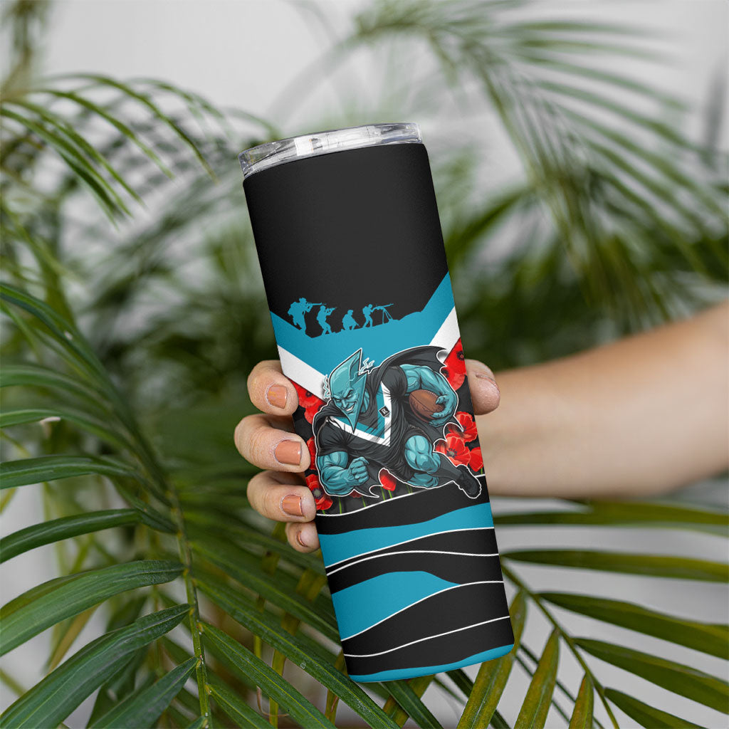 Personalised Port Adelaide Power ANZAC Skinny Tumbler Military Remembrance Australian Football Mascot Camouflage