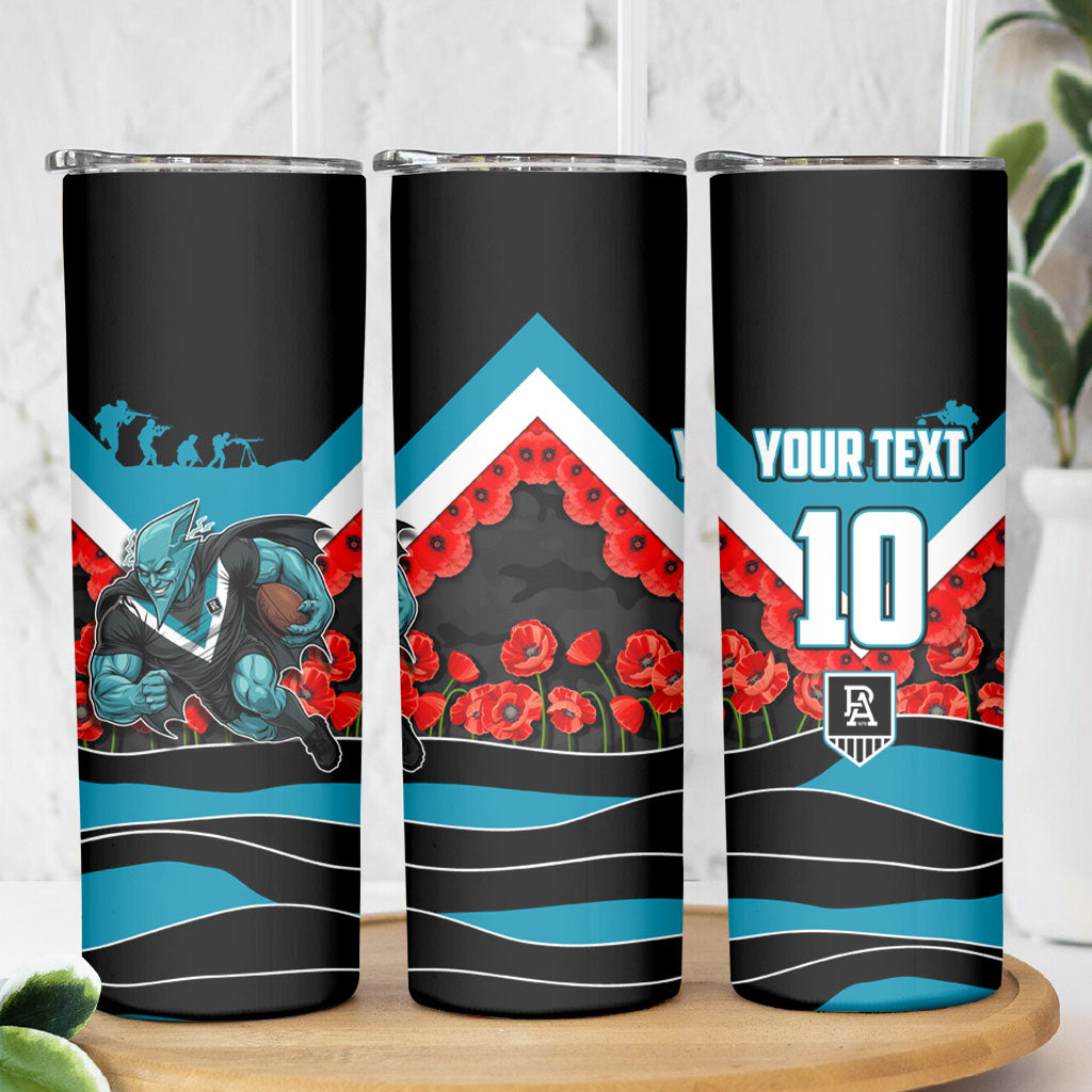 Personalised Port Adelaide Power ANZAC Skinny Tumbler Military Remembrance Australian Football Mascot Camouflage