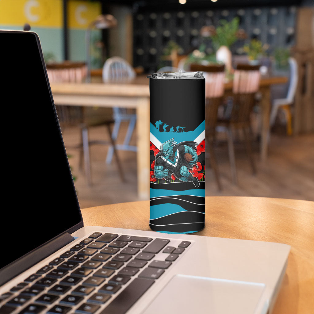 Personalised Port Adelaide Power ANZAC Skinny Tumbler Military Remembrance Australian Football Mascot Camouflage