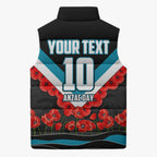 Personalised Port Adelaide Power ANZAC Sleeveless Puffer Jacket Military Remembrance Australian Football Mascot Camouflage