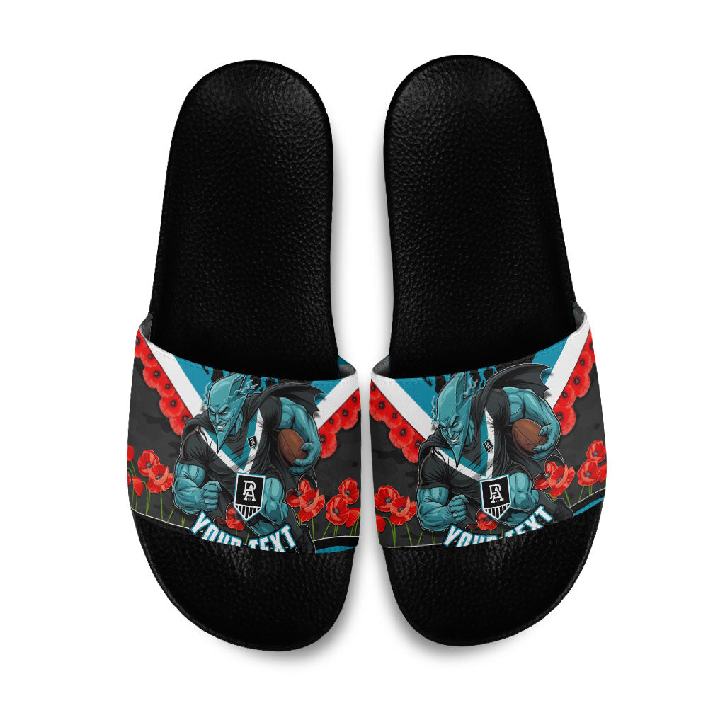 Personalised Port Adelaide Power ANZAC Slide Sandals Military Remembrance Australian Football Mascot Camouflage