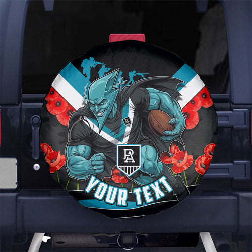 Personalised Port Adelaide Power ANZAC Spare Tire Cover Military Remembrance Australian Football Mascot Camouflage