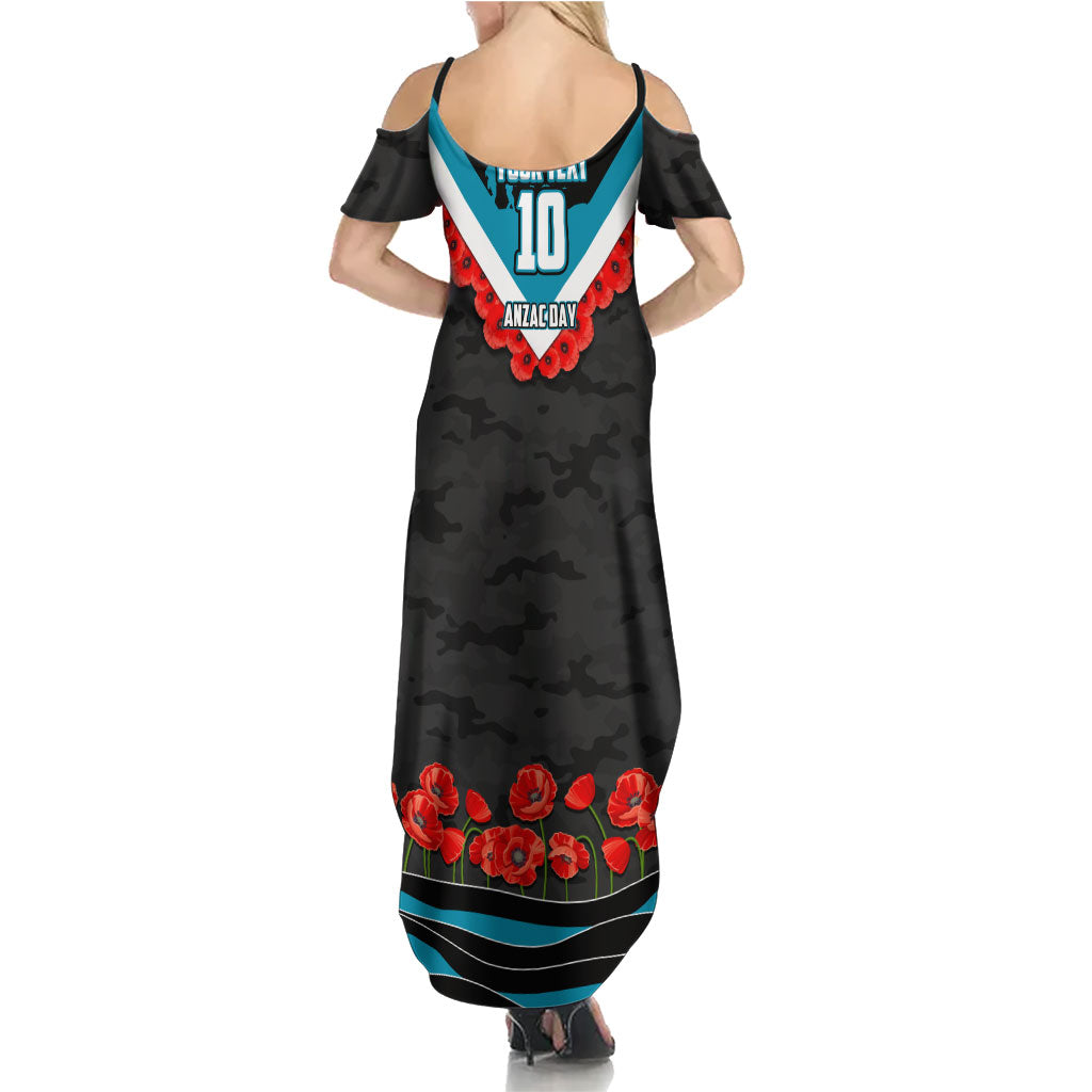 Personalised Port Adelaide Power ANZAC Summer Maxi Dress Military Remembrance Australian Football Mascot Camouflage