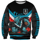 Personalised Port Adelaide Power ANZAC Sweatshirt Military Remembrance Australian Football Mascot Camouflage