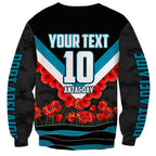 Personalised Port Adelaide Power ANZAC Sweatshirt Military Remembrance Australian Football Mascot Camouflage