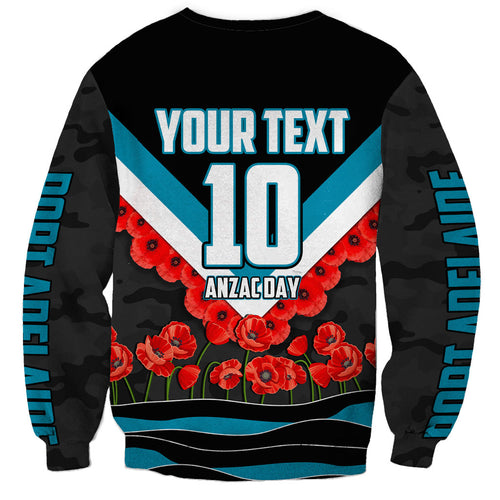 Personalised Port Adelaide Power ANZAC Sweatshirt Military Remembrance Australian Football Mascot Camouflage