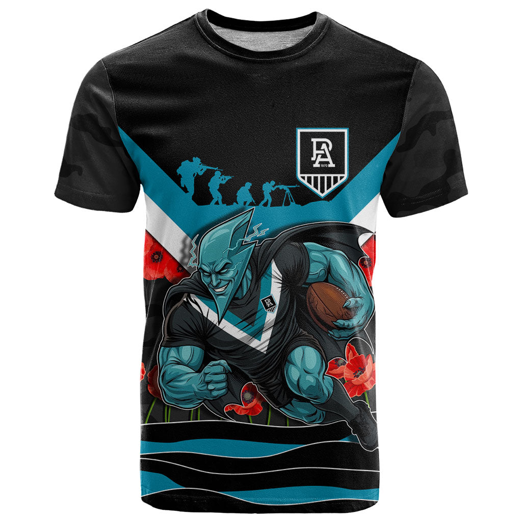 Personalised Port Adelaide Power ANZAC T Shirt Military Remembrance Australian Football Mascot Camouflage