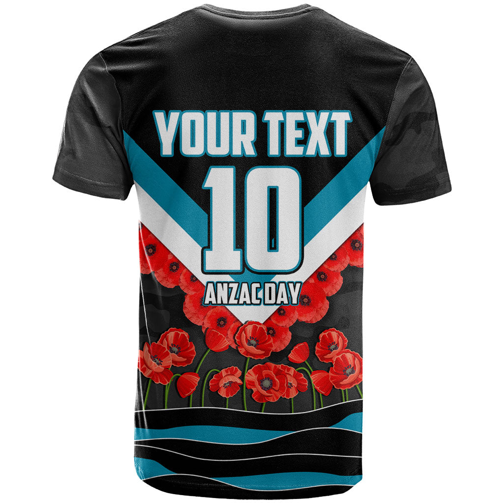 Personalised Port Adelaide Power ANZAC T Shirt Military Remembrance Australian Football Mascot Camouflage