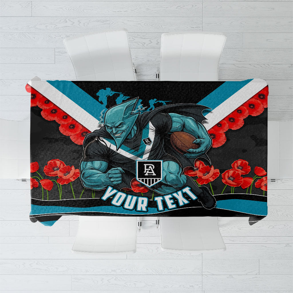Personalised Port Adelaide Power ANZAC Tablecloth Military Remembrance Australian Football Mascot Camouflage