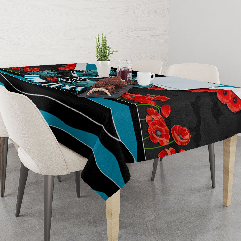 Personalised Port Adelaide Power ANZAC Tablecloth Military Remembrance Australian Football Mascot Camouflage