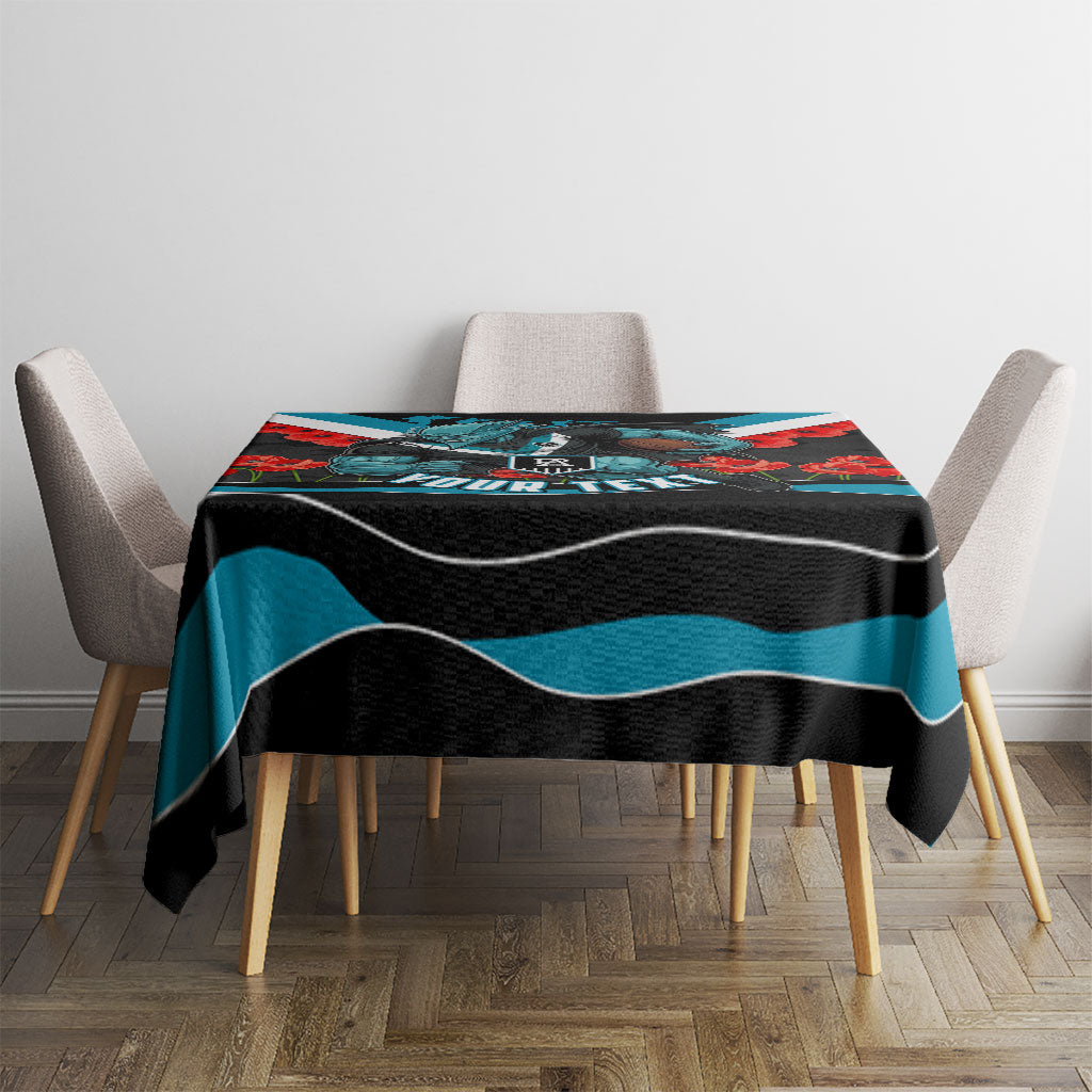 Personalised Port Adelaide Power ANZAC Tablecloth Military Remembrance Australian Football Mascot Camouflage