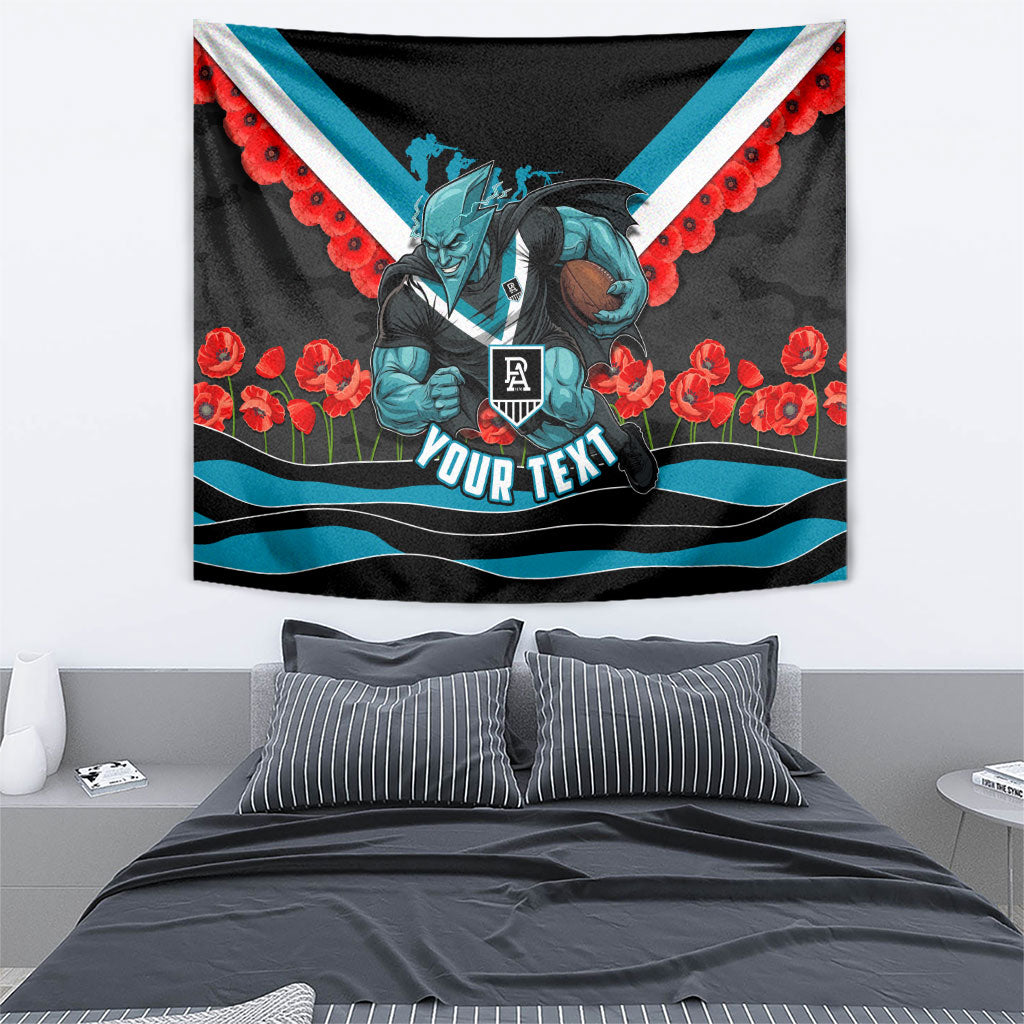Personalised Port Adelaide Power ANZAC Tapestry Military Remembrance Australian Football Mascot Camouflage