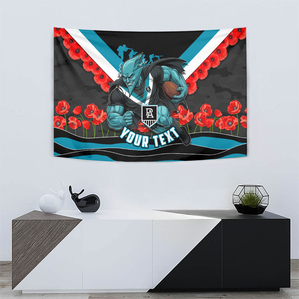 Personalised Port Adelaide Power ANZAC Tapestry Military Remembrance Australian Football Mascot Camouflage