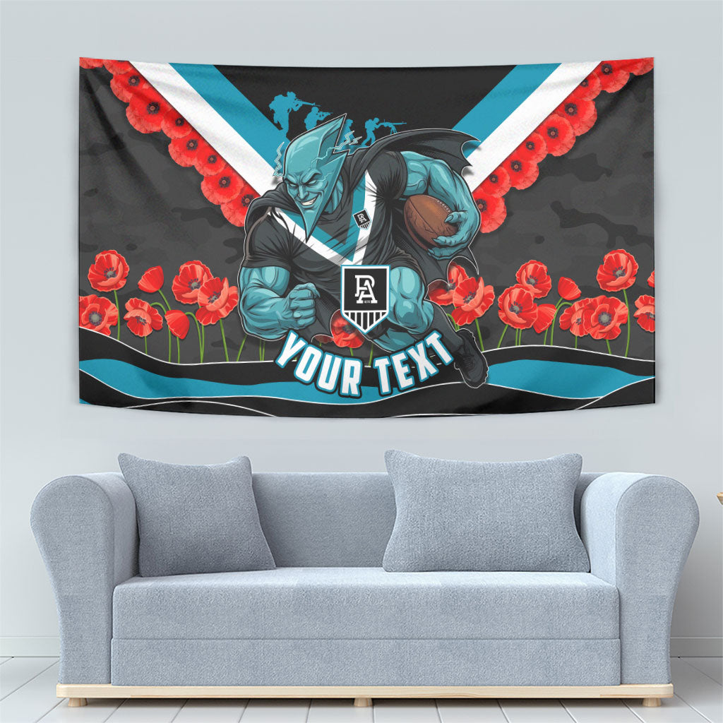 Personalised Port Adelaide Power ANZAC Tapestry Military Remembrance Australian Football Mascot Camouflage