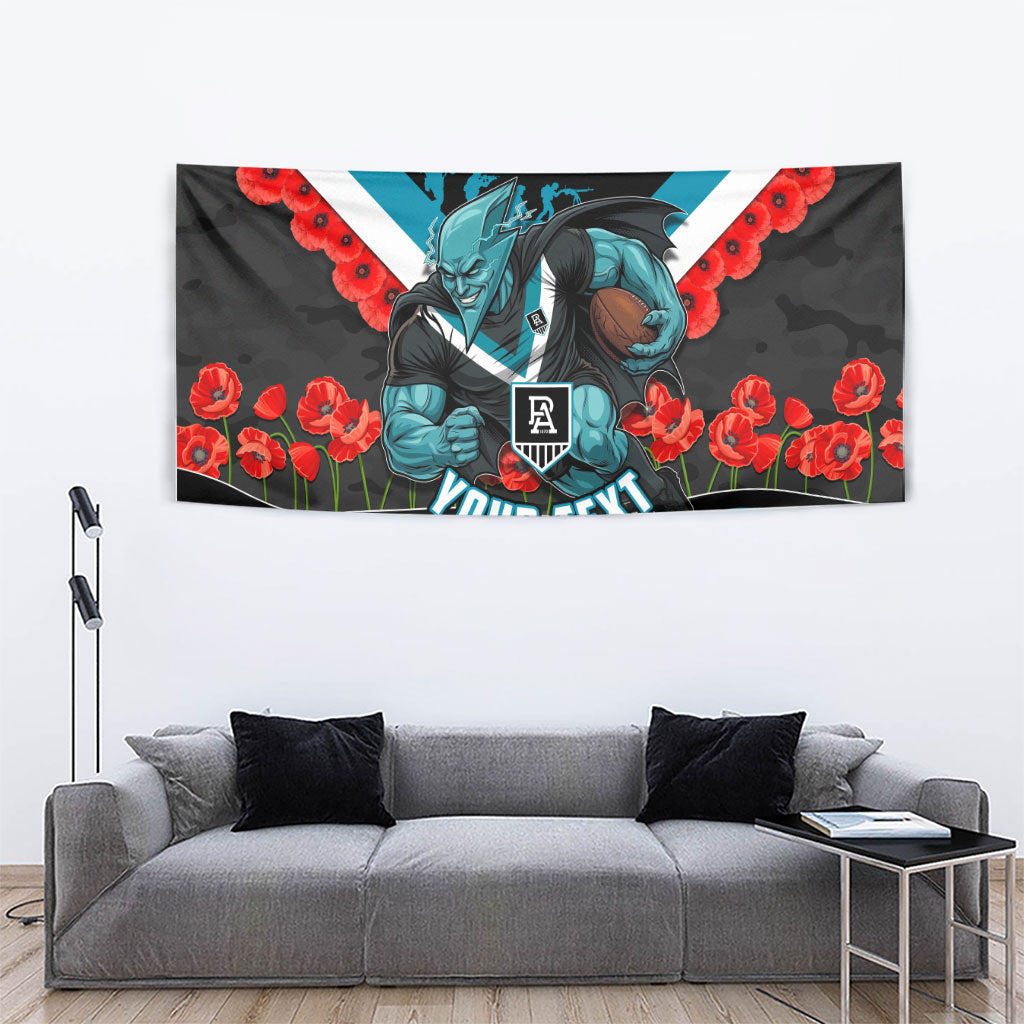 Personalised Port Adelaide Power ANZAC Tapestry Military Remembrance Australian Football Mascot Camouflage