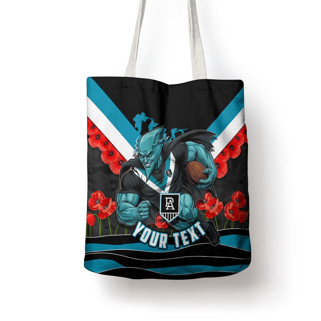 Personalised Port Adelaide Power ANZAC Tote Bag Military Remembrance Australian Football Mascot Camouflage