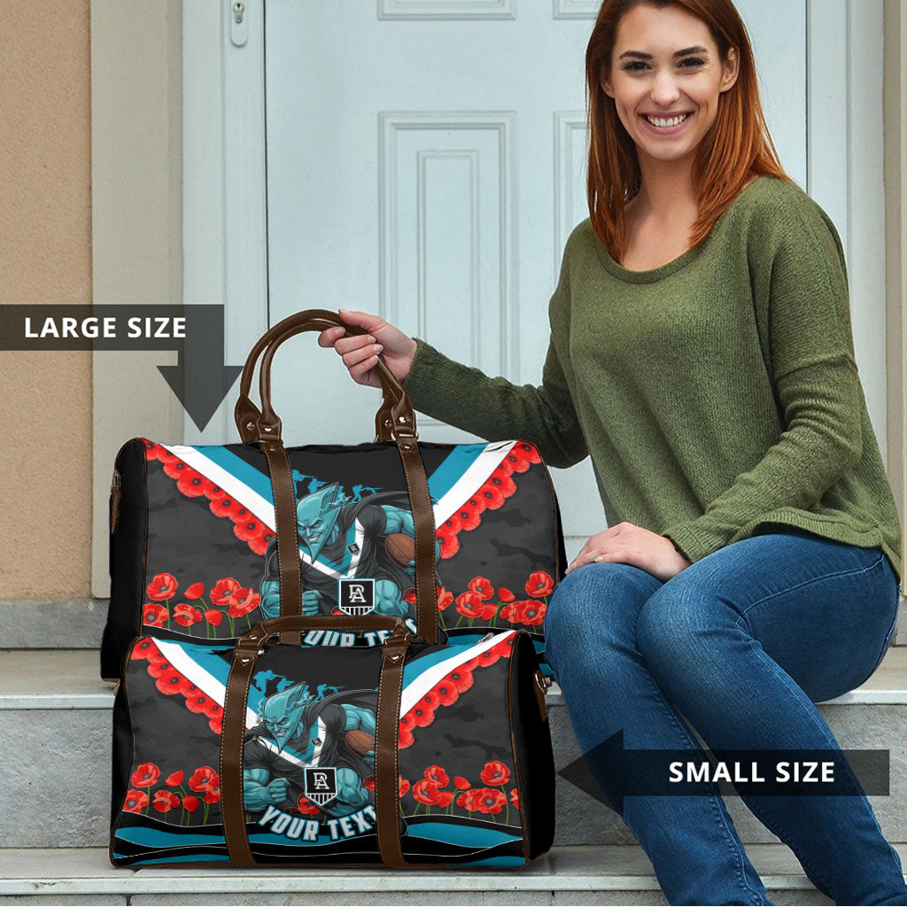 Personalised Port Adelaide Power ANZAC Travel Bag Military Remembrance Australian Football Mascot Camouflage