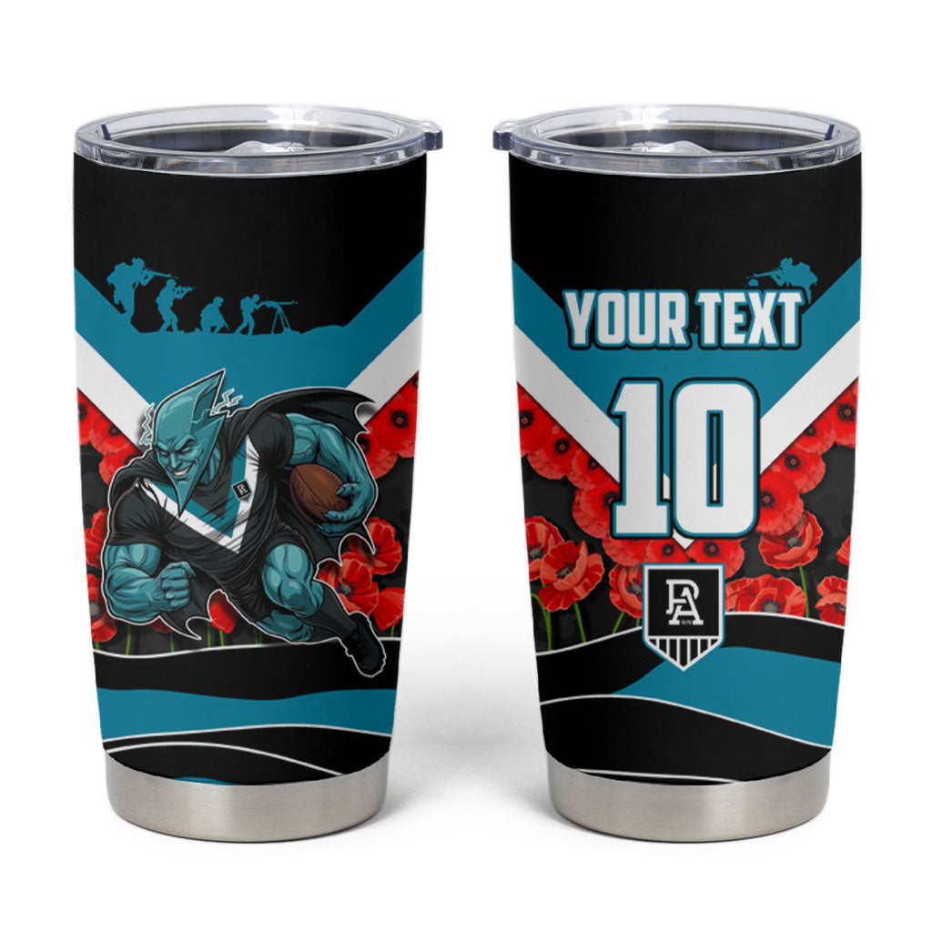 Personalised Port Adelaide Power ANZAC Tumbler Cup Military Remembrance Australian Football Mascot Camouflage