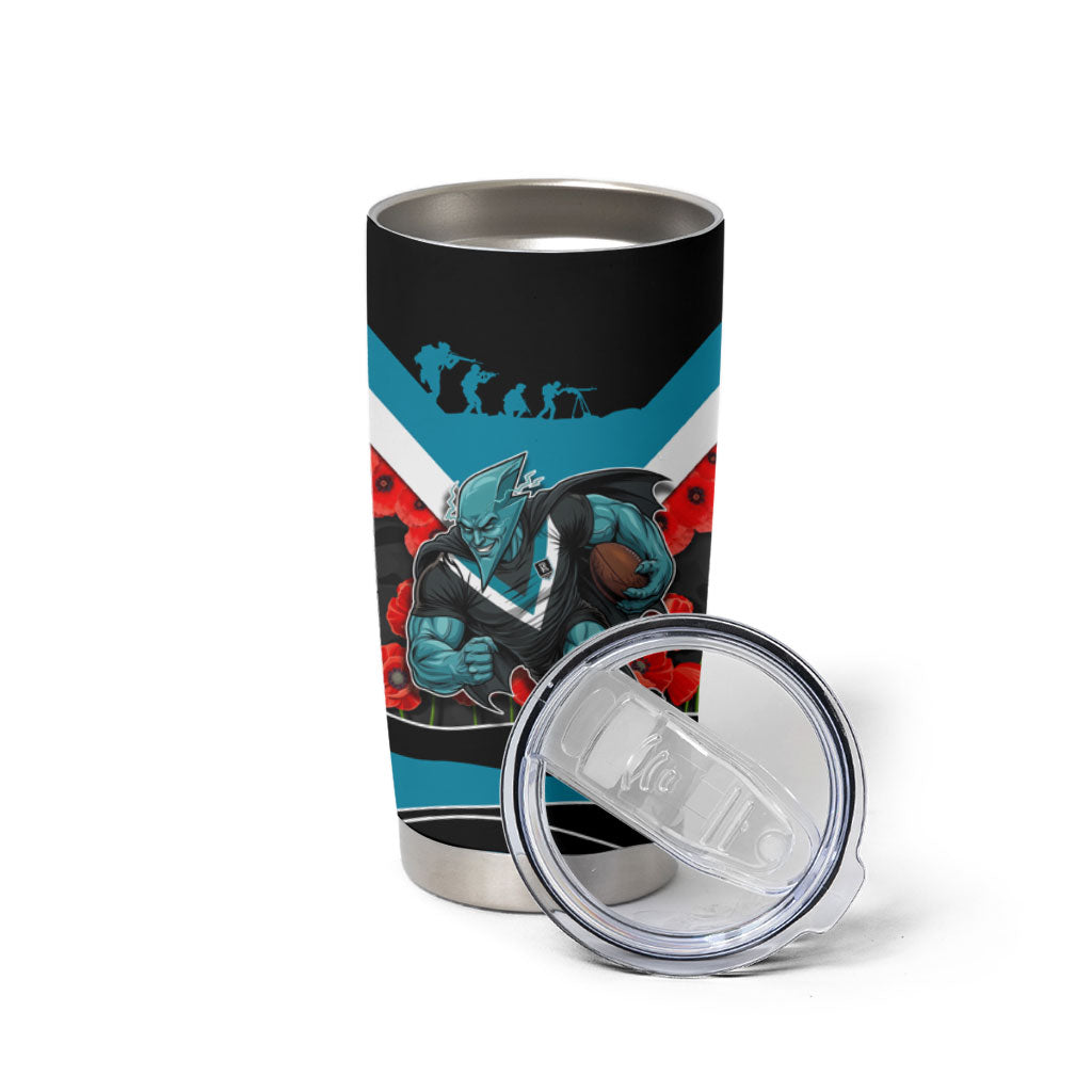 Personalised Port Adelaide Power ANZAC Tumbler Cup Military Remembrance Australian Football Mascot Camouflage