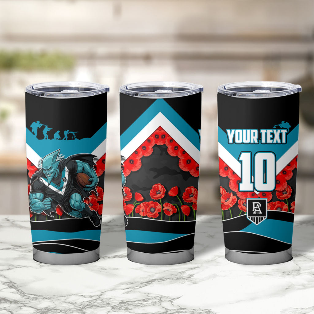Personalised Port Adelaide Power ANZAC Tumbler Cup Military Remembrance Australian Football Mascot Camouflage