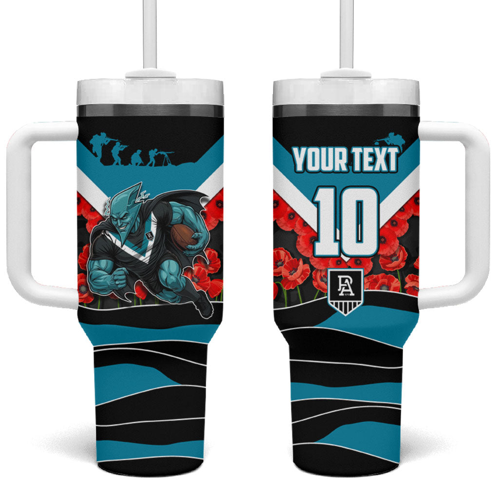 Personalised Port Adelaide Power ANZAC Tumbler With Handle Military Remembrance Australian Football Mascot Camouflage