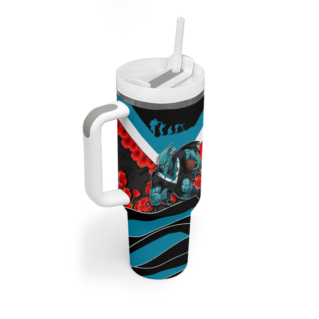 Personalised Port Adelaide Power ANZAC Tumbler With Handle Military Remembrance Australian Football Mascot Camouflage
