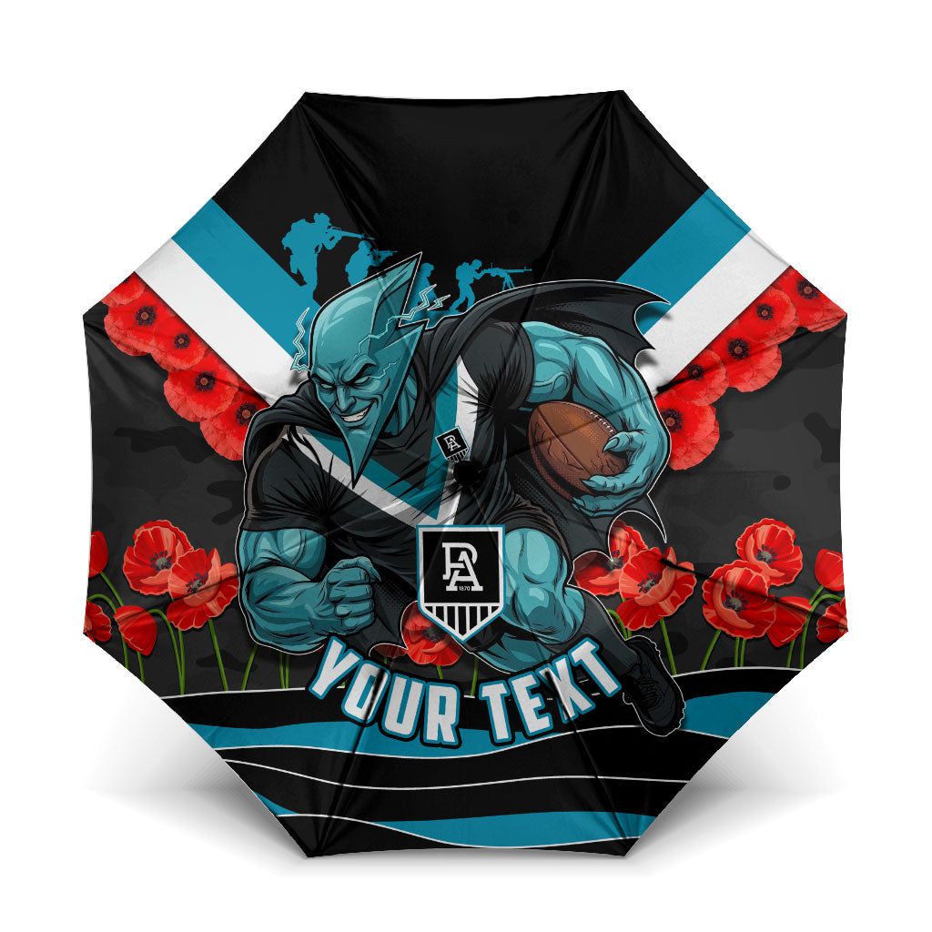 Personalised Port Adelaide Power ANZAC Umbrella Military Remembrance Australian Football Mascot Camouflage