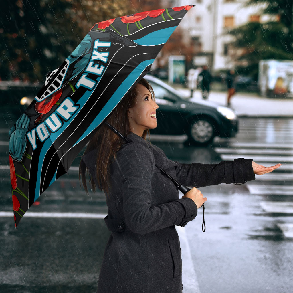 Personalised Port Adelaide Power ANZAC Umbrella Military Remembrance Australian Football Mascot Camouflage