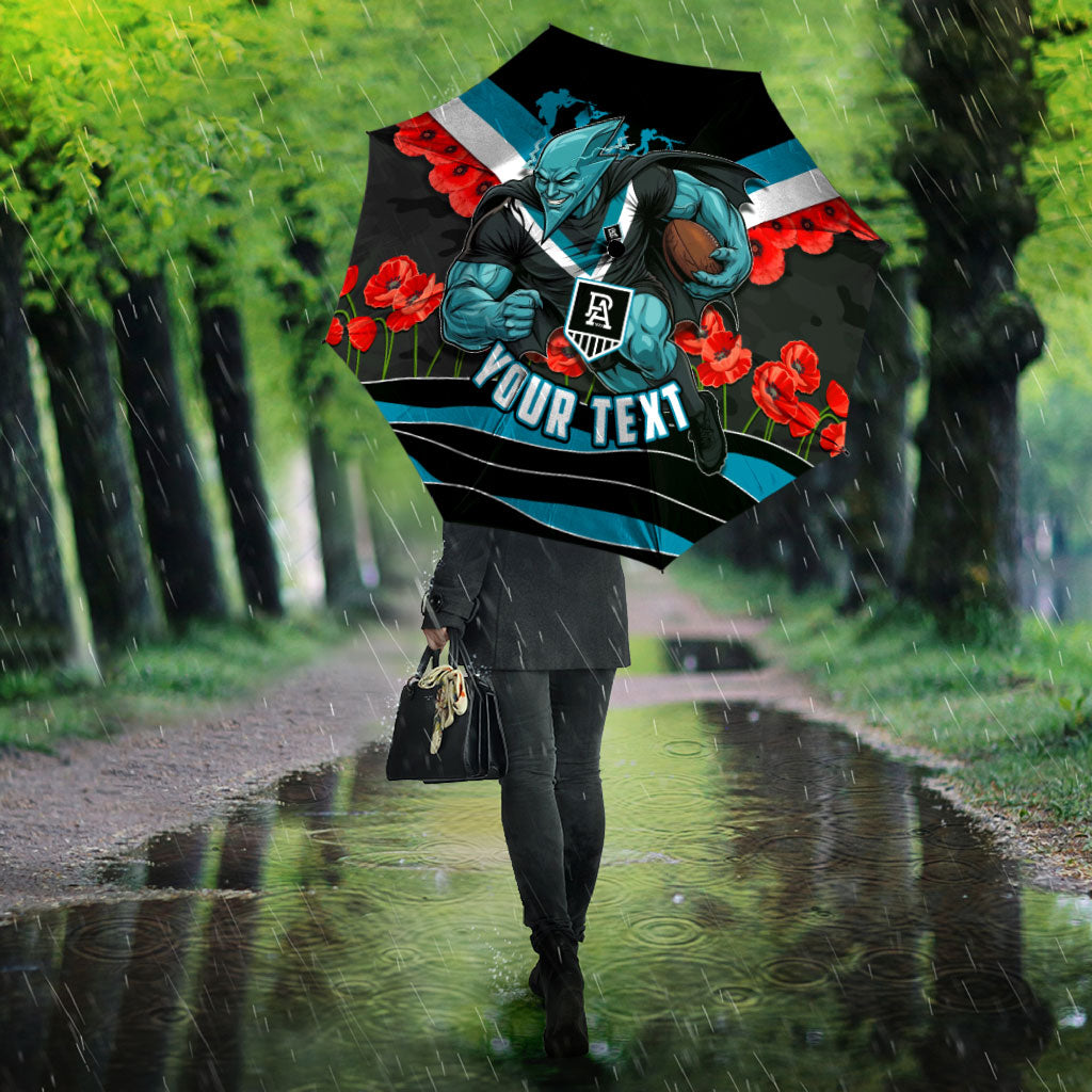Personalised Port Adelaide Power ANZAC Umbrella Military Remembrance Australian Football Mascot Camouflage