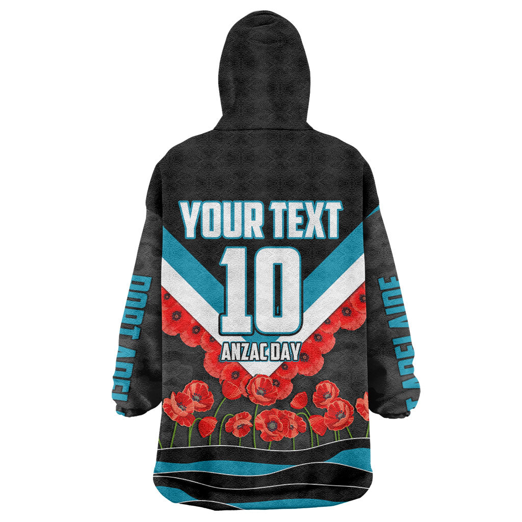 Personalised Port Adelaide Power ANZAC Wearable Blanket Hoodie Military Remembrance Australian Football Mascot Camouflage