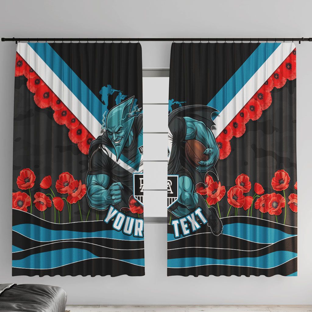 Personalised Port Adelaide Power ANZAC Window Curtain Military Remembrance Australian Football Mascot Camouflage