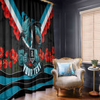 Personalised Port Adelaide Power ANZAC Window Curtain Military Remembrance Australian Football Mascot Camouflage