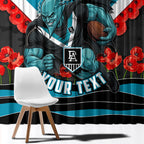 Personalised Port Adelaide Power ANZAC Window Curtain Military Remembrance Australian Football Mascot Camouflage