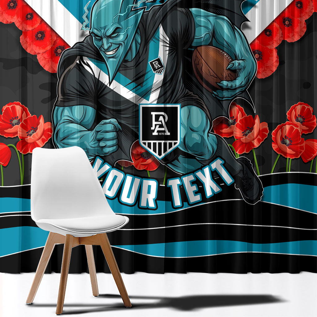 Personalised Port Adelaide Power ANZAC Window Curtain Military Remembrance Australian Football Mascot Camouflage
