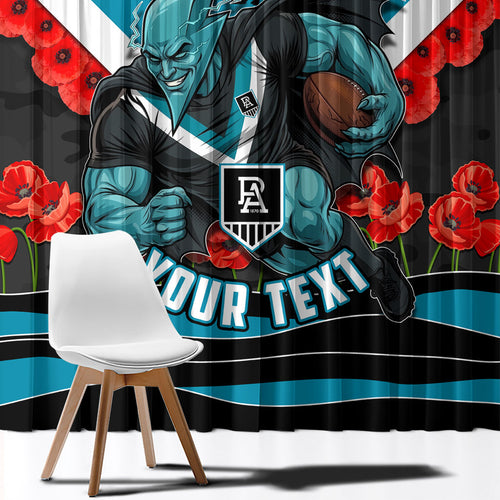 Personalised Port Adelaide Power ANZAC Window Curtain Military Remembrance Australian Football Mascot Camouflage