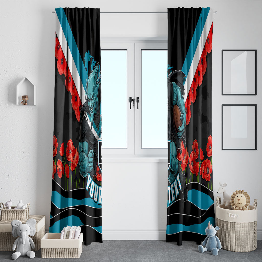 Personalised Port Adelaide Power ANZAC Window Curtain Military Remembrance Australian Football Mascot Camouflage