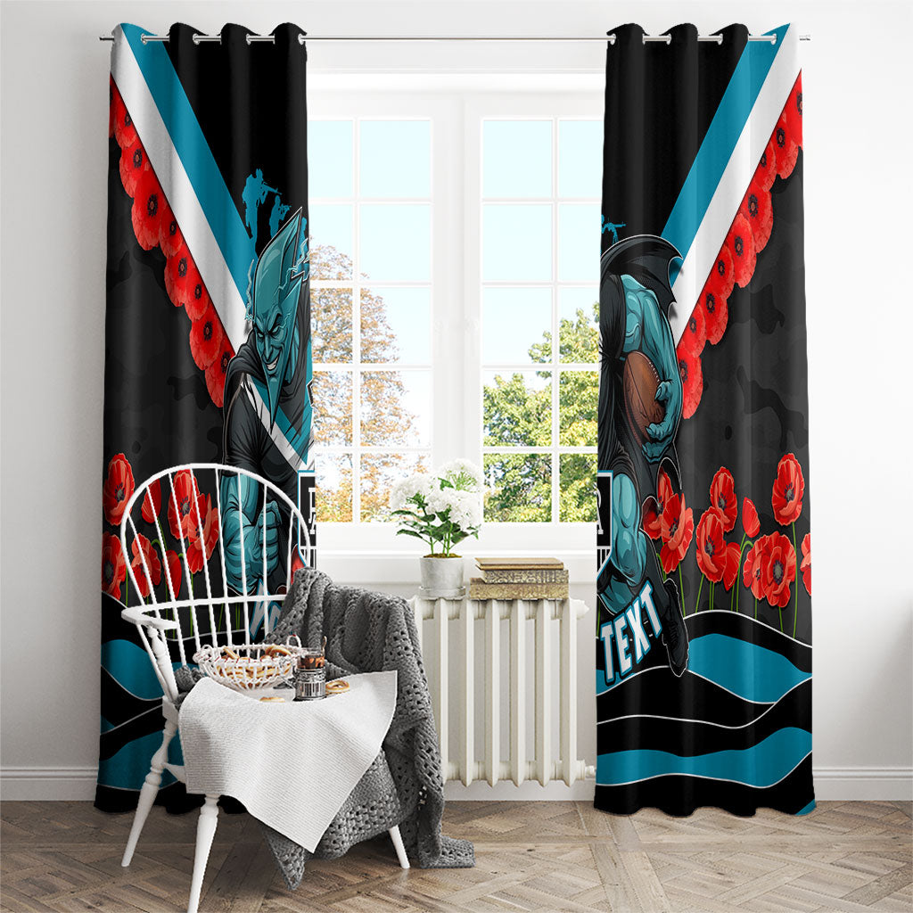 Personalised Port Adelaide Power ANZAC Window Curtain Military Remembrance Australian Football Mascot Camouflage
