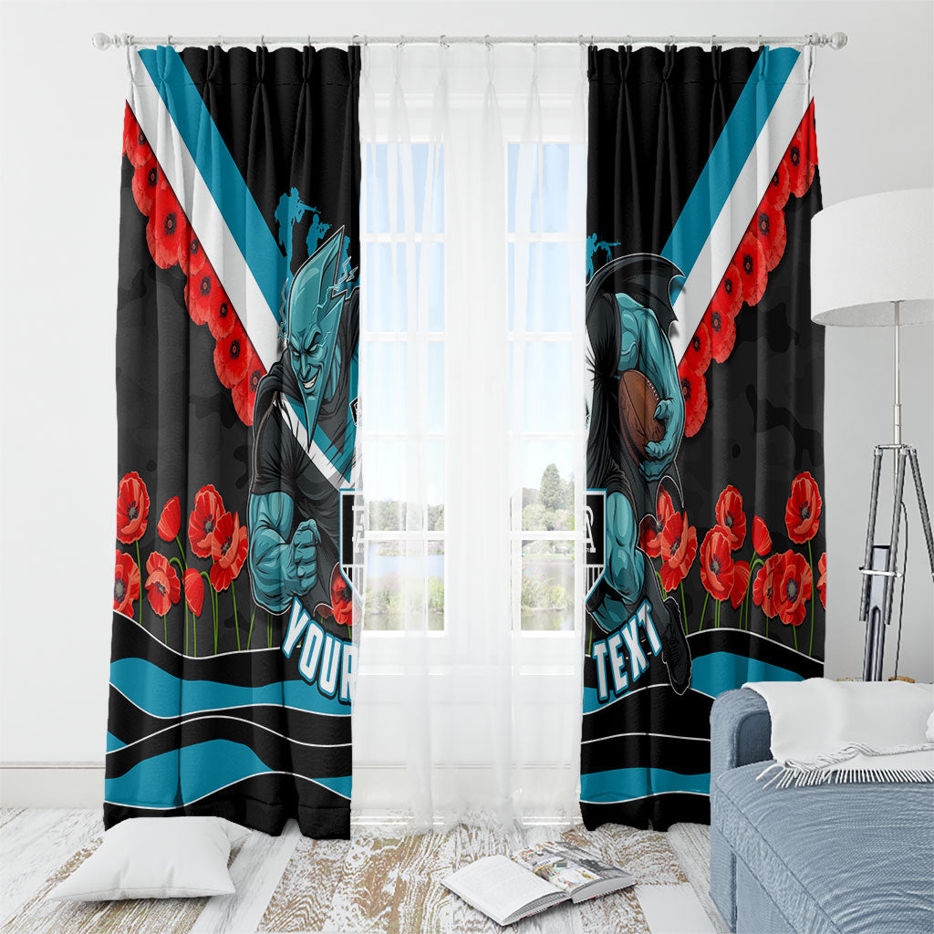 Personalised Port Adelaide Power ANZAC Window Curtain Military Remembrance Australian Football Mascot Camouflage