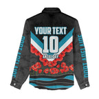 Personalised Port Adelaide Power ANZAC Women Casual Shirt Military Remembrance Australian Football Mascot Camouflage