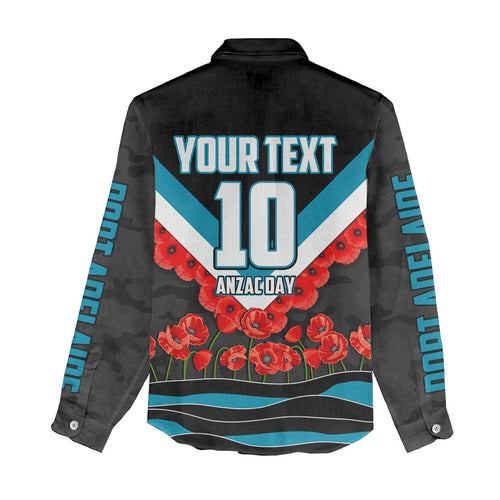 Personalised Port Adelaide Power ANZAC Women Casual Shirt Military Remembrance Australian Football Mascot Camouflage