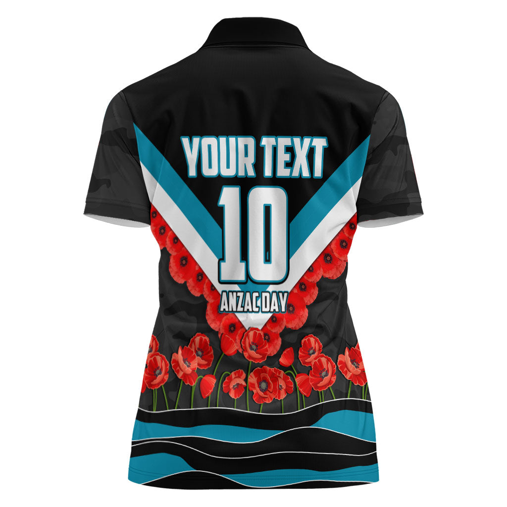 Personalised Port Adelaide Power ANZAC Women Polo Shirt Military Remembrance Australian Football Mascot Camouflage