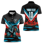 Personalised Port Adelaide Power ANZAC Women Polo Shirt Military Remembrance Australian Football Mascot Camouflage